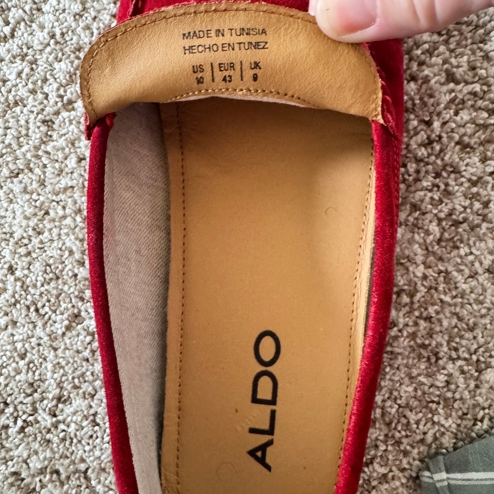 Aldo‎ Mens Red Suede Driving Loafers Anchor Bit Slip On Shoes Size 10 US 43 EUR - Picture 5 of 12